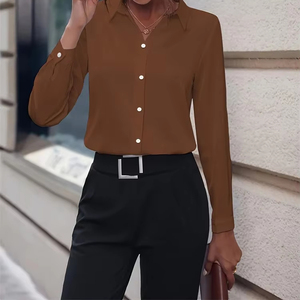 เสื้อเชิ้ตแขนยาวสำหรับผู้หญิงเสื้อเชิ้ตผ้าฝ้ายออแกนิก - Product Image 1