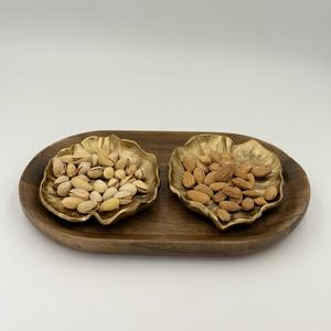 Elegante Tazón Retro de Aluminio para Aperitivos y Frutos Secos, Acabado Dorado Personalizado con PVD, para Exportación Internacional - Product Image 1