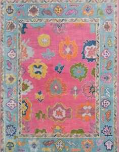Carpet Rugs 8x10 <b>Pink</b> <b>Wool</b>/Silk Oushak Rug Antique Handknitted Washable PET Friendly Low Pile Living Room - Product Image 1