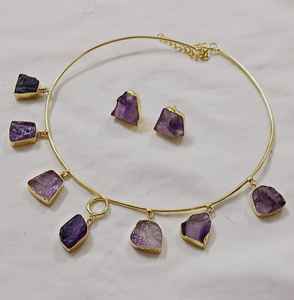 Collar Hasli de piedra áspera Natural con tachuelas, collar Hasli de último diseño para mujer, desgaste mínimo, ligero y cómodo - Product Image 2