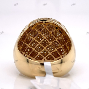 แหวนเพชรมอยส์ซอไนต์สำหรับผู้ชายแหวนแต่งงานคลัสเตอร์เป็นประกายแหวนทรงกลมขนาดใหญ่ของขวัญเครื่องประดับฮิปฮอปสุดหรูแบบออกแบบได้ตามที่ต้องการ - Product Image 3