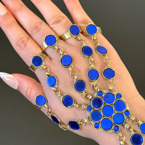 Collier afghan kuchi traditionnel ultra long avec pierres rectangulaires bleu saphir, collier en argent artisanal - Product Image 2