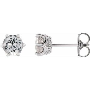 6-Prong Accented Crown <b>Stud</b> Earrings Zircon Pearl <b>Emerald</b> Cut Diamond Classic Religious for Weddings Parties Engagements Gifts - Product Image 1
