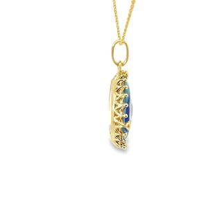 จี้ทอง 14K ดีไซน์ทันสมัยสำหรับผู้หญิง รูปทรงกลมลายตาปีศาจ ประดับด้วยลาพิส ลาซูลี แบล็คออนิกซ์ และเพชร เครื่องประดับชั้นดี |   OEM - Product Image 4