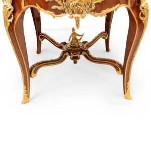 Mesa de Entrada Clásica de Lujo con Tapa de Mármol, Latón y Madera - Product Image 5