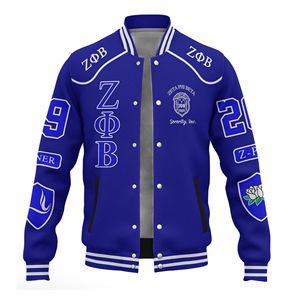 Zeta Phi Beta Varsity <b>Jacket</b>-Greek Sorority Style Woolen Fabric Breathable & <b>Heated</b> Winter Design - Product Image 1