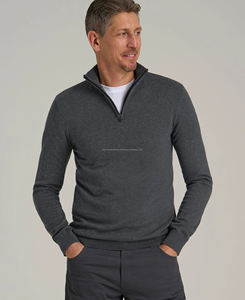 Sweat-shirt pour homme de qualité supérieure, 270 grammes, poids lourd, demi-zip, 100% coton, coupe ajustée, motif uni, logo brodé, style formel - Product Image 1