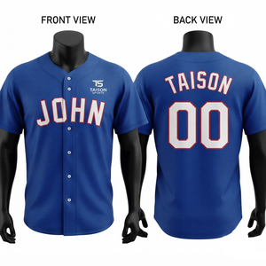 Uniforme de Béisbol para Hombre, 100% Poliéster, 160 GSM, Transpirable, Absorbe la Humedad, Azul Rey, Jersey con Logotipo Personalizado - Product Image 1