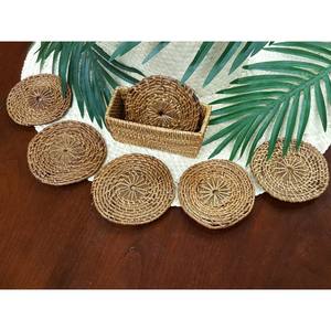 Square Hand Woven Jute Flax Oval Wicker Drink <b>Coaster</b> Cup <b>Coasters</b> Dining Table Mat <b>Heat</b> Resistant Holder Tea <b>Coaster</b> Pieces - Product Image 4