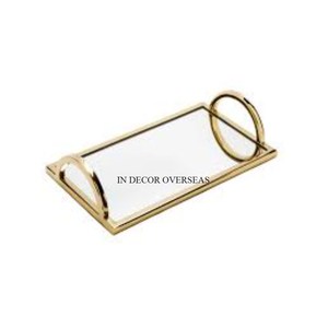 Metal chapado en oro de alta calidad enmarcado y manijas para espejo de lujo bandeja de servicio Hotel y restaurante centro de mesa y decoración - Product Image 1