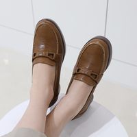 [JSHOE] Escarpins à plateforme faits main en cuir d'agneau véritable pour femmes, talon de 6 cm, confortables, bout rond, chaussures de bureau quotidiennes, best-seller coréen