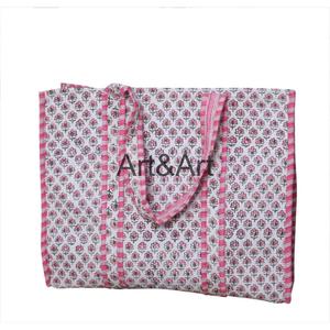 Sac fourre-tout à bandoulière en coton imprimé floral écologique de style bohème vintage pour femme, avec deux anses, vente en gros - Product Image 6
