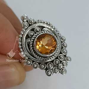 Handmade Citrine <b>Statement</b> <b>Ring</b> November Birthstone Sterling Silver <b>Ring</b> Yellow Citrine Silver <b>Ring</b> for Gift - Product Image 6