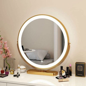 Contemporary Round Makeup <b>Mirror</b> with Touch-Sensitive LED Lights GNG013 <b>Silver</b> Frameless Rectangular Design for Home Decoration - Product Image 1