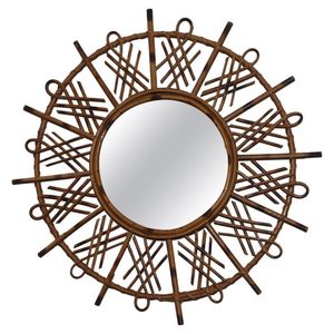 Venta al por mayor mimbre Sol Espejo tejido mimbre ratán espejo llamativo espejo colgante de pared para decoración del hogar - Product Image 1