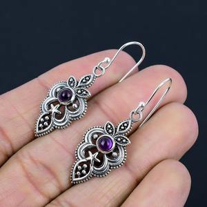 Boho Style 925 Sterling Silver Améthyste Gemstone Boucles D'oreilles Bijoux À La Main Boucles D'oreilles En Argent Bijoux Pour Femmes Cadeau De Mariage Elle - Product Image 2