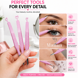Pink Eyebrow Tweezers Set Precision Stainless Steel <b>Pointed</b> Angled Curved Beauty Hair <b>Removal</b> Tweezers - Product Image 5