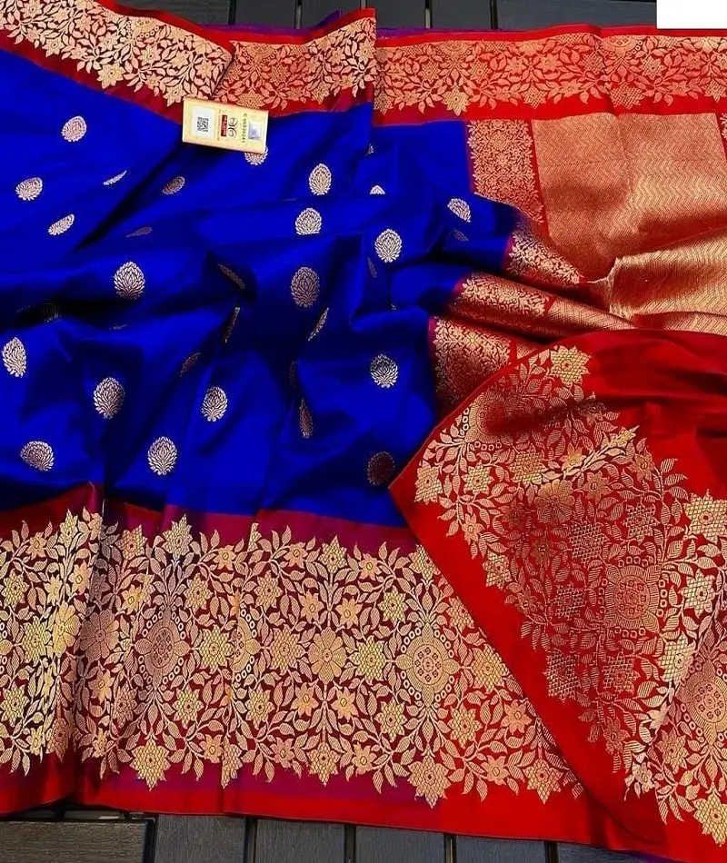 Hint etnik giyim fantezi pamuk ipek Banarasi Saree dokuma iş sınır ile kadınlar için bluz parçaları ile çalışmak giymek giysi