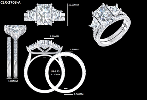 Bague de fiançailles à trois pierres en diamant de laboratoire taille radiant de 3 carats pour femmes, or blanc massif 14 carats, bijoux de mariée, cadeau de la Saint-Valentin - Product Image 6