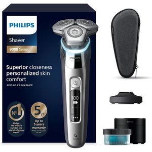 Système de rasage de précision, technologie intelligente, rasoir électrique rotatif, utilisation humide et sèche, tondeuse escamotable, station de nettoyage et de charge, IPX7 pour le corps - Product Image 1