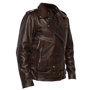 แจ็กเก็ตหนังสำหรับผู้ชายเสื้อแจ็กเก็ตหนังมีซิปสำหรับผู้ชาย - Product Image 3