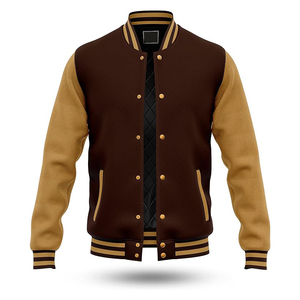 Veste d'hiver universitaire pour hommes, patchs en laine avec manches en cuir, col montant, prix d'usine, vente en gros de qualité supérieure - Product Image 1