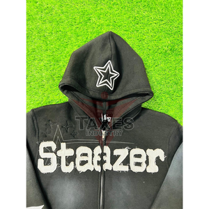 Sweats à capuche personnalisés de qualité supérieure, 100% coton molletonné, décontractés, broderie de logo personnalisée, sweats à capuche lourds à fermeture éclair intégrale pour hommes - Product Image 2