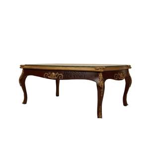 Table basse rectangulaire de luxe avec plateau en verre transparent et accents en laiton doré orné pour une décoration élégante et classique du salon - Product Image 4