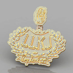 2024 nuevo collar de plata de ley 925 personalizado totalmente helado VVS Moissanite diamante colgante estilo Hip Hop plata chapada en oro hinduismo - Product Image 2