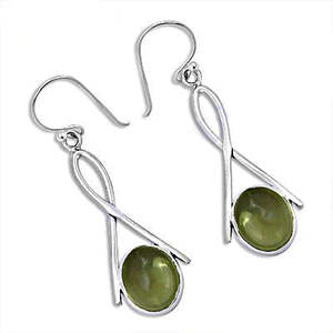Pendientes de Plata de Ley 925 con Piedra Preciosa Verde para Mujer, Accesorio de Moda - Product Image 3