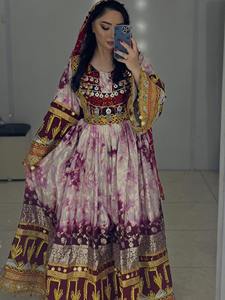 Ultra Long Traditional Afghan <b>White</b> Chiffon Kuchi <b>Dress</b> Featuring Black Velvet Bodice Intricate Gold Zari Hand Embroidery - Product Image 6