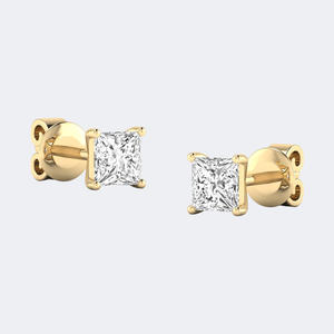 Pendientes de Diamantes con Corte Princesa de 0.45CTW, Oro de 14k, Cultivados en Laboratorio, Color D, VVS, Clásicos de 4 Puntas, Joyería para Mujer, Par - Product Image 6