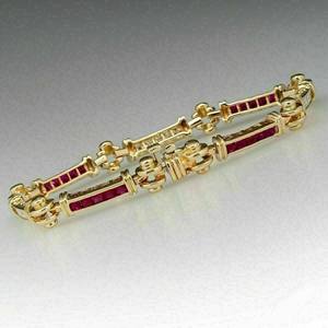 สร้อยข้อมือเทนนิสชุบทองคำขาวประดับเพชรทรงเจ้าหญิง 7.69 กะรัต สำหรับผู้หญิง สไตล์วินเทจ - Product Image 5