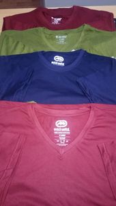 เสื้อยืดเปล่าแขนสั้นผ้าคอตตอนแบบผสมสีล้วนเสื้อระบายอากาศได้ดีวงแหวน100% - Product Image 3