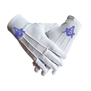 Gants de cérémonie maçonniques en coton noir, best-sellers 2024, 100 % coton, broderie machine, motif scènes hivernales extérieures, Nouvel An - Product Image 4