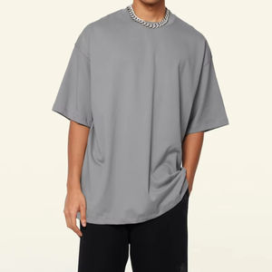 100% peso pesado 345 GSM algodón logotipo personalizado hombro caído patrón sólido de gran tamaño tela de punto de alta calidad camiseta para hombres - Product Image 2