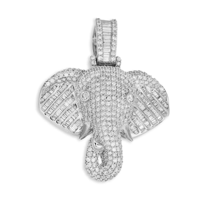 Colgante Personalizado con Cara de Animal, Micro Pavé de Moissanita, Diseño de Elefante, Plata 925 con Baño de Rodio y Oro de 14K, Joyería Hip Hop para Hombre - Product Image 6