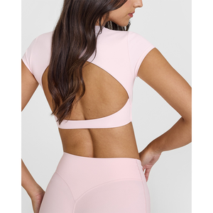 Custom Latest Ballet <b>Pink</b> Women's <b>Crop</b> <b>Top</b> Breathable Soft & Stretchy Print Cotton Short Sleeve Fitness <b>Crop</b> <b>Top</b> Tees for Women - Product Image 5