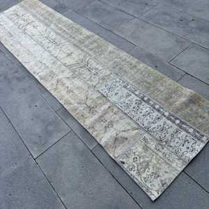 พรมตุรกีขนาด 2.3x9 ฟุต, พรมวินเทจแบบยาว, พรมลายจุดสีเทา-น้ำเงิน - Product Image 4