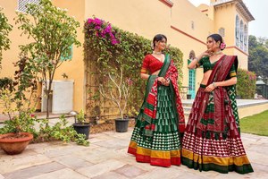Collection moderne de Lehenga Choli en mousseline KORA pour fêtes indiennes/pakistanaises - Tenue pour femme à séchage rapide - Product Image 6
