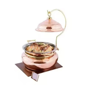 Nuevo modelo de plato de frotamiento de diseño antiguo, plato de frotamiento de acero inoxidable martillado de alta calidad con tapa superior, calentador de alimentos, plato de frotamiento - Product Image 6