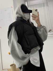 Femmes surdimensionné gris coton polaire pull sweat coupe ample goutte épaule à manches longues à capuche hiver Streetwear décontracté - Product Image 4