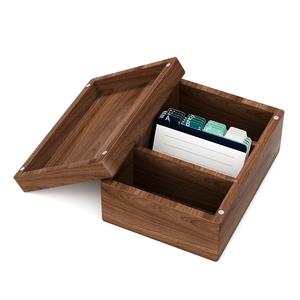 Business Card Holder 2.2 X 3.5 Inch Index Card Organizer <b>Wooden</b> <b>Desktop</b> Business Card Organizer 3 Divider Boards for 300 Index - Product Image 1