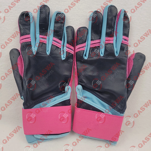 Gants de frappe de baseball en cuir à manchette longue réglable de meilleure qualité bleu et rose avec un nouveau design - Product Image 2
