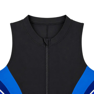 Traje de baño deportivo de una pieza sin mangas para mujer, con cremallera frontal, talla grande, pantalones cortos, bloques de color, protección UV - Product Image 3