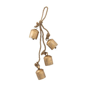 Design antique avec corde suspendue en jute Cloches de Noël vintage Cloches de vache suspendues en métal Rustique pour la décoration intérieure du jardin de la maison - Product Image 4