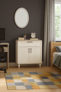 Commode Arion Kids Pera avec un design de rangement élégant avec couvercle, corps en MDF et pieds en bois, commode Pera élégante et soignée pour enfants - Product Image 3