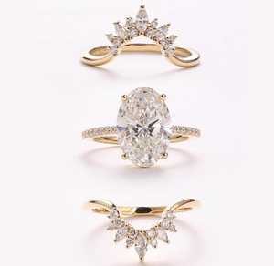 Bague de fiançailles tendance en moissanite taille ovale motif soleil, alliance de mariage incurvée en grappe de marquises, en argent sterling 925, cadeaux pour la fête nuptiale - Product Image 5