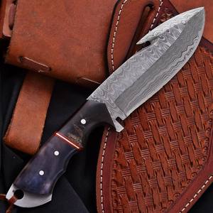 มีดดาบเหล็กดามัสกัส ใบมีดตายตัว แบบฟูลแทง สำหรับล่าสัตว์ ปอกหนัง ผลิตตามสั่ง (OEM) ใช้ในอุตสาหกรรม แคมป์ปิ้ง และกิจกรรมกลางแจ้ง ด้ามไม้ - Product Image 2