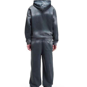 High Quality Rhinestones Acid Wash <b>Flare</b> <b>Sweatpants</b> Zip up Hoodie 2 Piece Set Unisex Rhinestone Vintage Acid Wash Men Tracksuit - Product Image 6